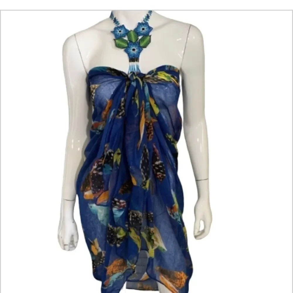 ‎Blue bird print scarf/wrap/sarong - OS